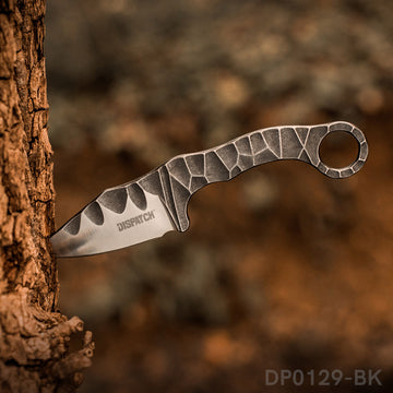 7" EDC Fixed Blade Knife DC53 Black Stone Wash Blade With ABS Sheath